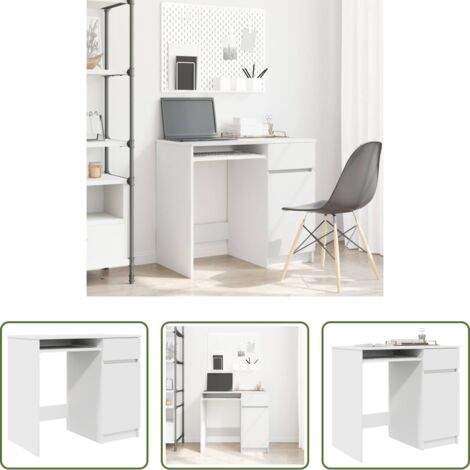 Archiviazione -  Scrivania Bianca 86x49x76 cm in Legno Multistrato