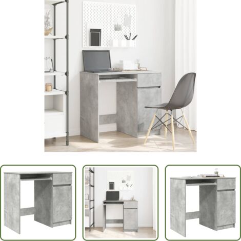 Archiviazione -  Scrivania Grigio Cemento 86x49x76 cm in Legno Multistrato