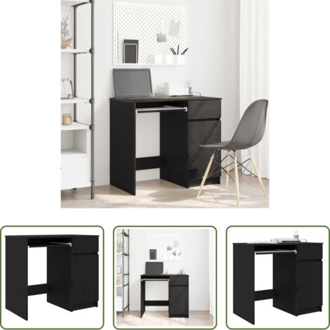 Archiviazione -  Scrivania Rovere Nera 86x49x76 cm in Legno Multistrato