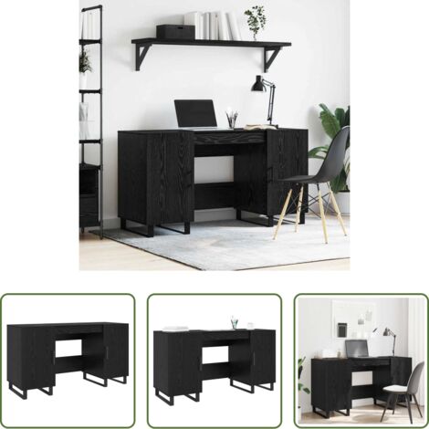 Archiviazione -  Scrivania Rovere nero 140 x 50 x 75 cm Legno multistrato