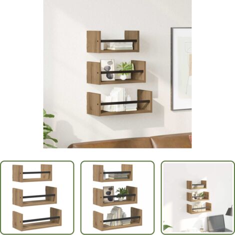 Archiviazione -  Set mensole da parete 3 pcs Rovere artigianale 40x16x14cm