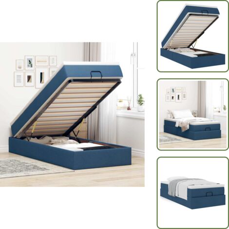 Archiviazione sotto letto - vidaXL Struttura Letto Pouf con Materasso Blu 90x190 cm in Tessuto - Letto con meccanismo idraulico