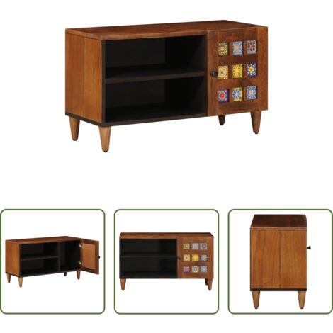 Archiviazione tv -  Mobile TV Noce 80 x 33 x 46 cm Legno di mango massello