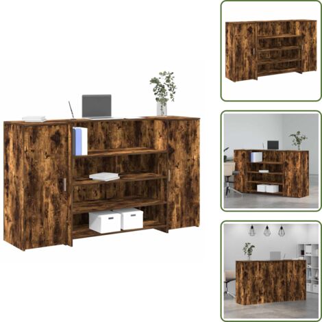 Archiviazione - vidaXL Banco Reception Rovere Fumo 180x50x103,5cm in Legno Multistrato - Ufficio