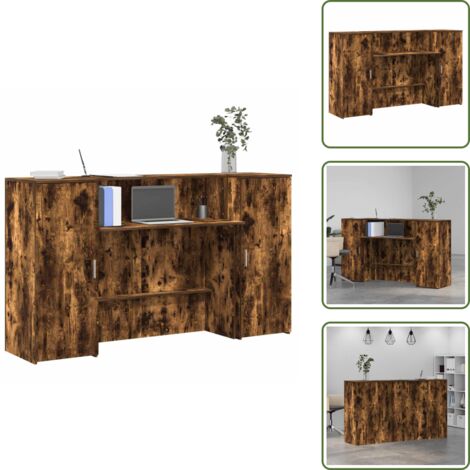 Archiviazione - vidaXL Banco Reception Rovere Fumo 180x50x103,5cm in Legno Multistrato - Ufficio