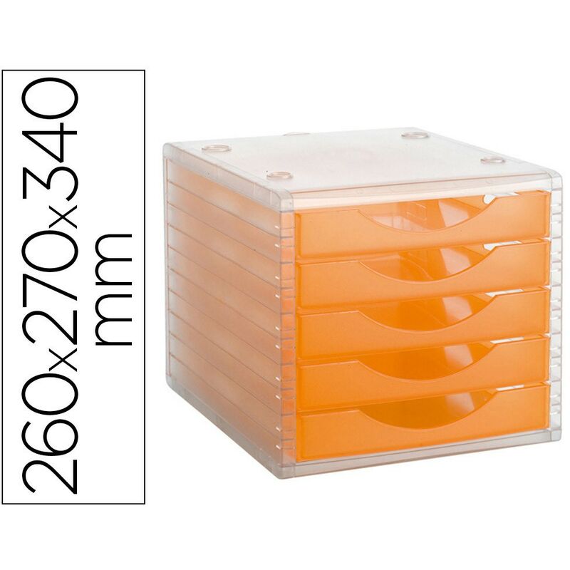 

Archivo 2000 - modulo archivotec 5 cajones valido para formato din a4 folio y subcarpeta 340x270x260 mm naranja traslucido