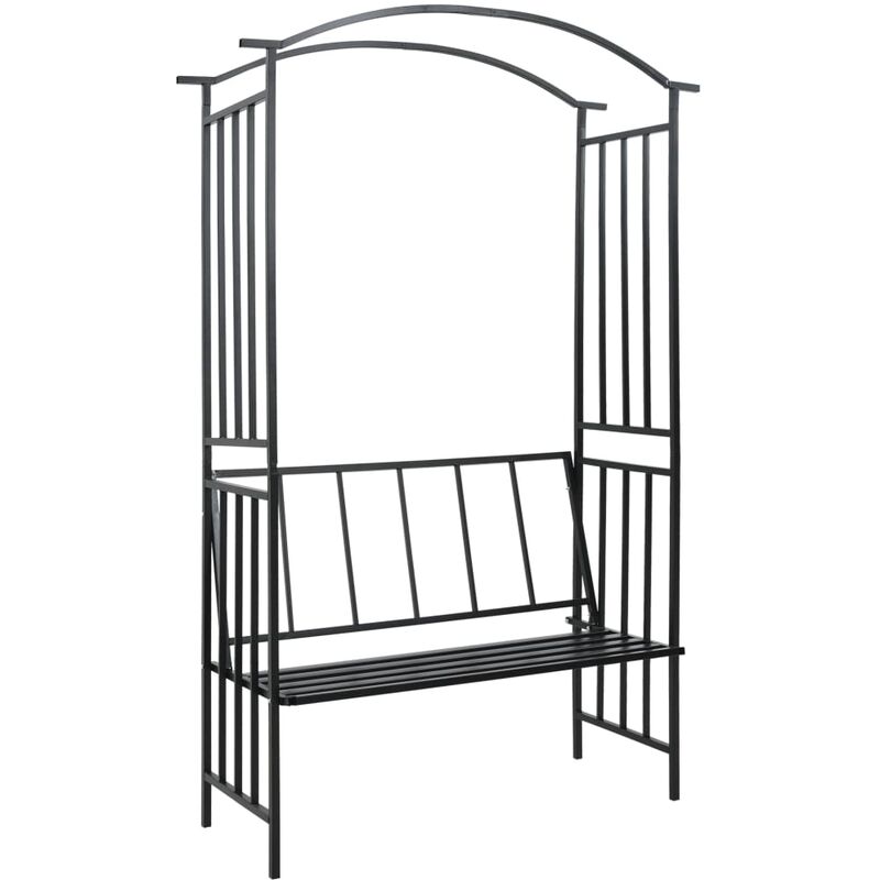 Arco da Giardino con Panca Nero 128x50x207 cm in Ferro Vidaxl 5474