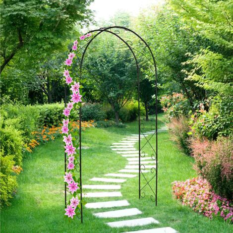 Arco Da Giardino In Ferro Nero Per Piante Rampicanti – 190x38x200 Cm, Supporto Per Rose E Glicine, Ideale Per Ingresso, Patio E Cerimonie Outdoor