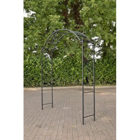 Arco de jardín para rosales y plantas trepadoras de ancho regulable en metal negro 100003932