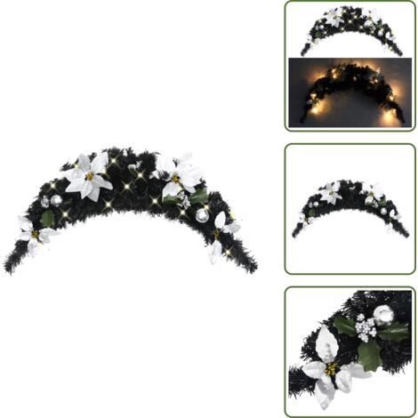 Arco de Navidad exterior - vidaXL Arco de Navidad con luces LED negro 90 cm PVC - Arco de Navidad interior