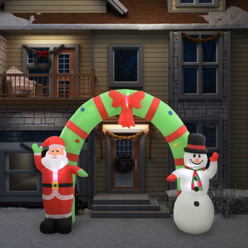 

Arco de Navidad inflable Papá Noel y muñeco de nieve LED 280 cm