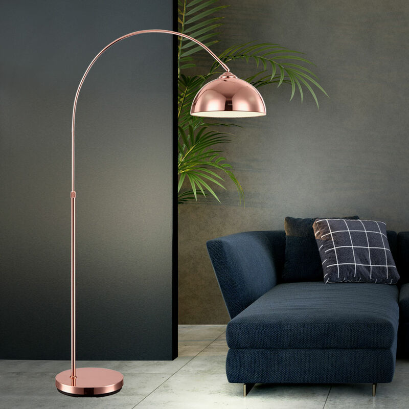 

Lámpara de pie de arco LED lámpara de pie iluminación de color cobre interruptor de pie ajustable en altura sala de estar, dormitorio, comedor