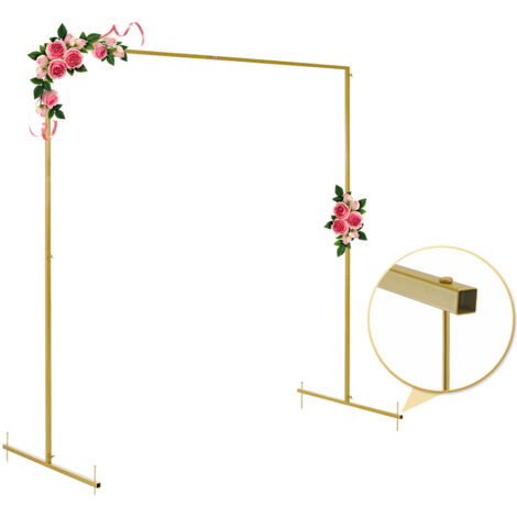 DRILLPRO Arco de puerta de metal decorativo. 2x2m. color dorado cuadrado para boda. fiesta de cumpleaños. recepción. fotomatón. globo. kit de arco. decoración LBTN