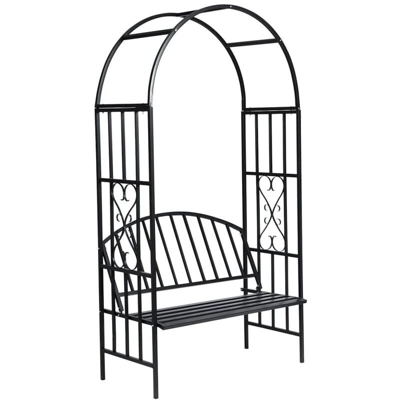 

vidaXL Arco de rosas con banco - Negro