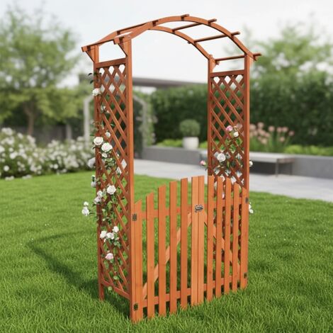MUCOLA Arco de rosas con jardinera rejilla enrejado arco de jardín columna de rosas soporte para plantas de madera macetero maceta puerta