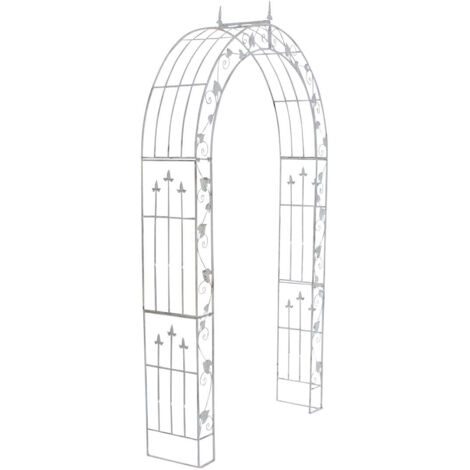 Arco de rosas para decoración de jardín, 247 x 147 cm, metal blanco envejecido, 100003928