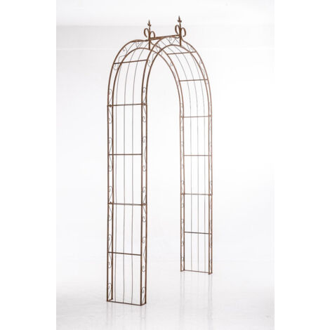 Arco de rosas para jardín revestido de hierro, altura 260 cm, marrón envejecido MDJ10118