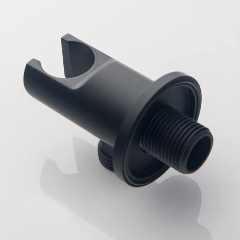 Arco di collegamento a parete CCYKXA con supporto per doccia - Nero opaco - Raccordo per tubo flessibile in ottone con staffa a parete per soffione doccia G 1/2"