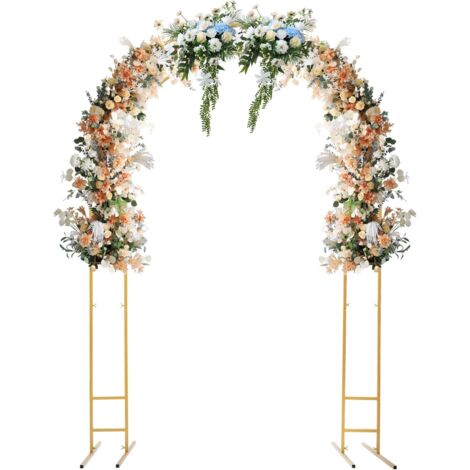 Arco di nozze in metallo, 2,2 m, cornice per cerimonia di matrimonio, festa di compleanno, baby shower, doccia, anniversario, decorazione (oro)