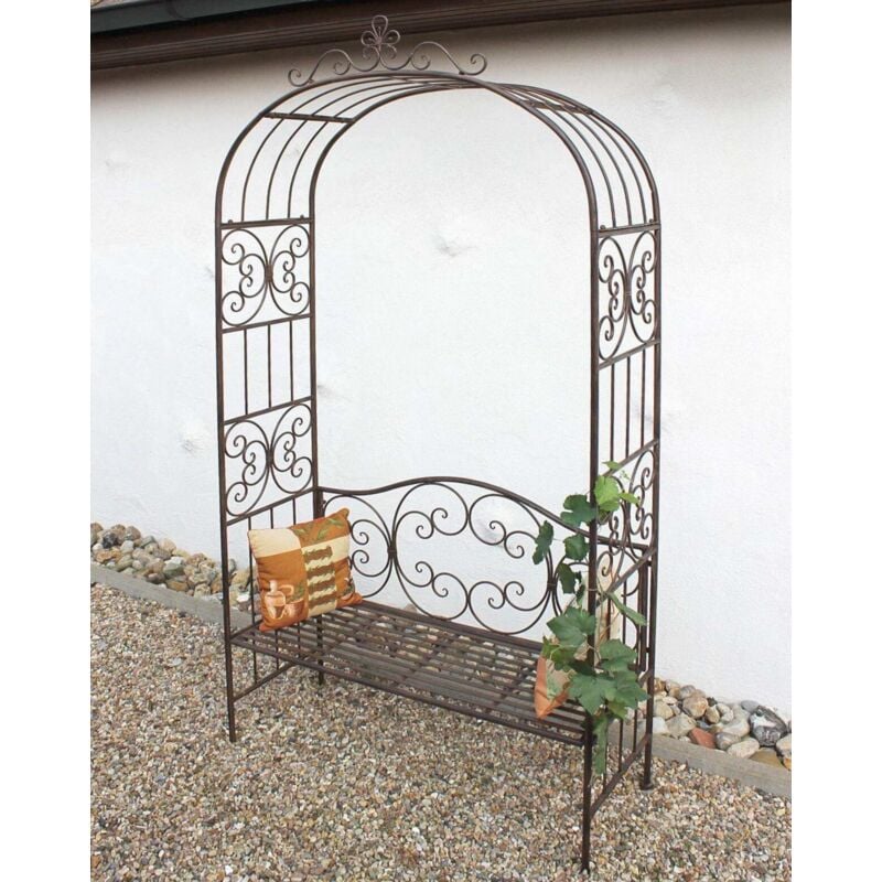 Arco di rose con panchina Stabile in metallo largo 120 cm 120852 Panchina a traliccio Pergola a traliccio - Dandibo