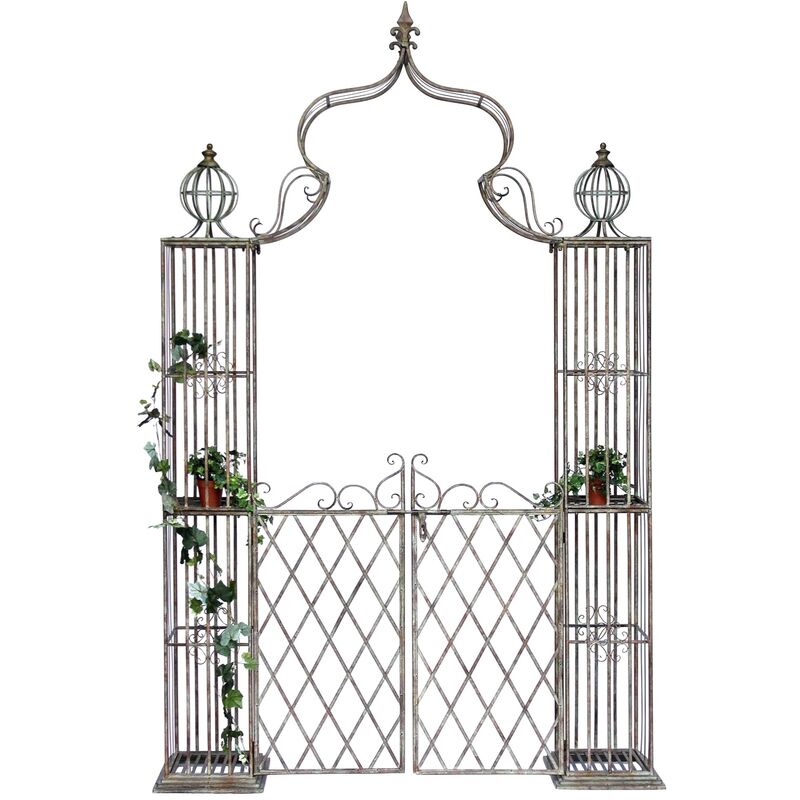 Dandibo - Arco di rose con cancello Cancello in metallo 275x170 cm Arco a tutto sesto Pergola 110241 Ausilio per arrampicata in ferro battuto