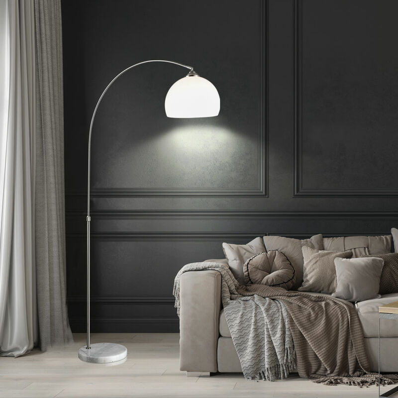 

Lámpara de pie de arco, lámpara de pie de mármol de sala de estar ajustable en altura en un juego que incluye bombillas LED