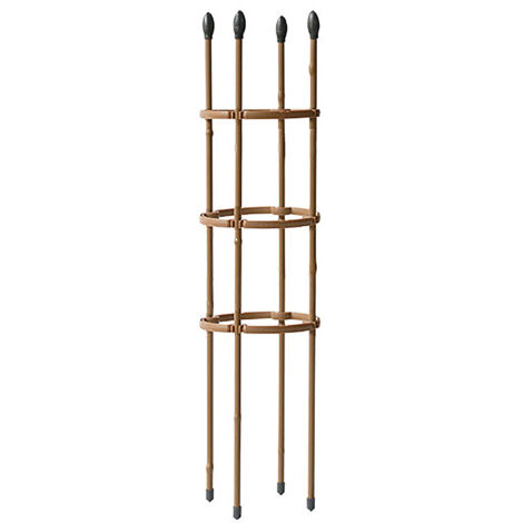 Arco metálico para plantas trepadoras, forma de obelisco 2/3, fácil montaje, robusto y duradero, altura 90 cm, diámetro 15 cm, marrón.