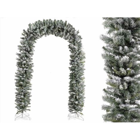 Arco natalizio innevato in PVC con base in metallo 250 cm per decorazioni festive