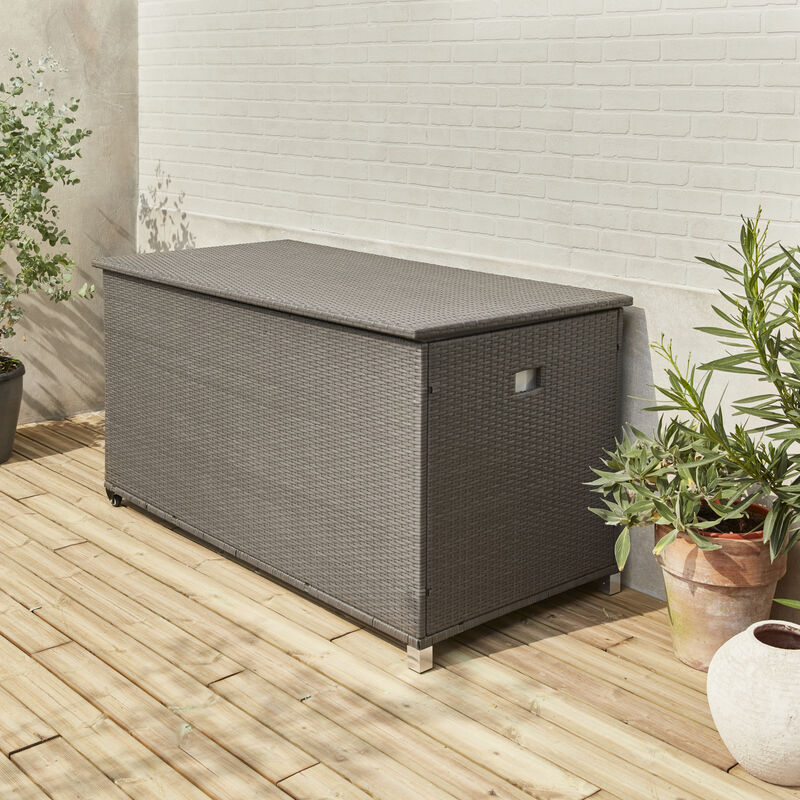 

Arcón de jardín jardin ratan sintetico, resina trenzada - 170x86x82cm - Gris - Gris