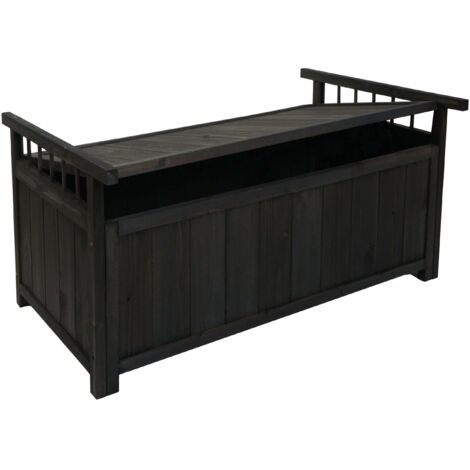 Arcón de jardín de 108 cm para exterior con tapa de madera de abeto antracita 040009600