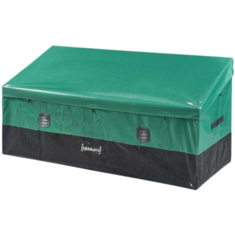 Arcón de jardín exterior 560 litros 155 x 64 cm verde/negro 030009012