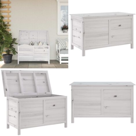 Arcón de jardín madera maciza abeto blanco 99x49,5x58,5 cm - Almacenamiento exterior - Cojines de jardín