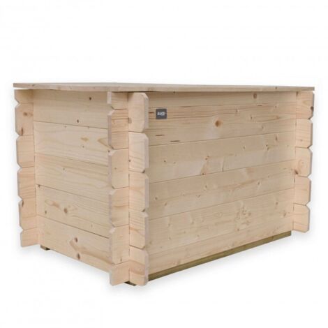 Arcón de madera para exterior 98x60x54 cm – Paredes de 16 mm – Apertura abatible – Sin tratar – Modelo Giunone