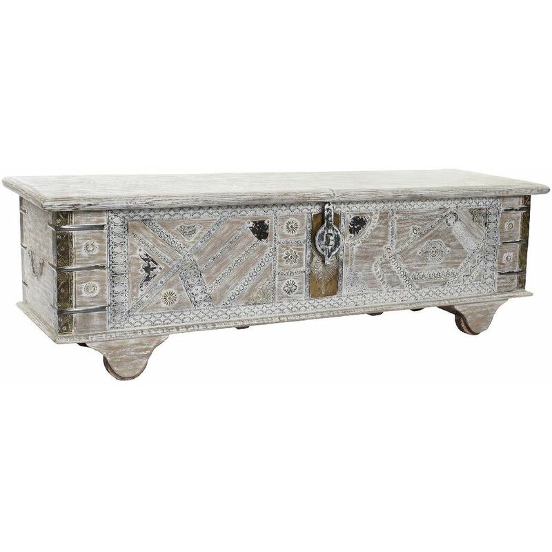 

Arcón DKD Home Decor Blanco Latón Madera de mango (146 x 40 x 45 cm)