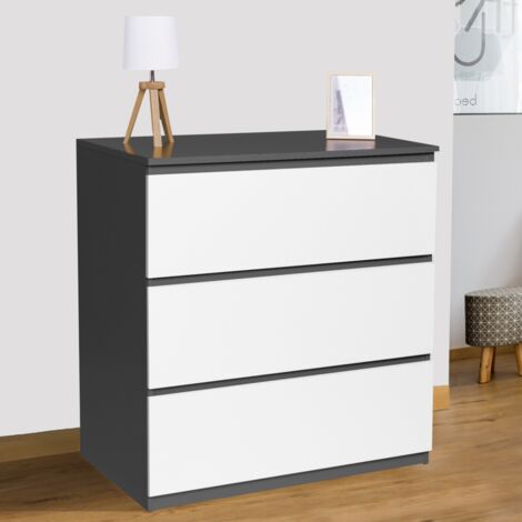 Arcón TOMI 3 cajones 78 cm madera blanco y gris