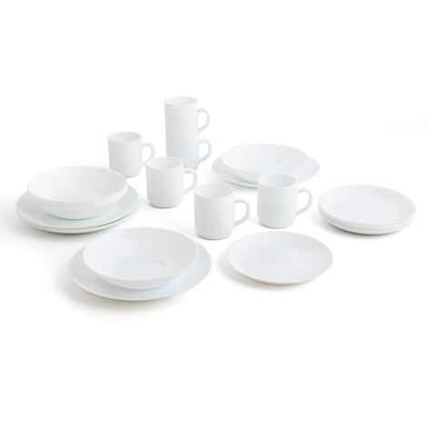 Arcopal Stoviglie complete Zelie bianche, per 6 persone, 24 pezzi, piatte, 6 piatti da dessert e 6 tazze, vetro opalino
