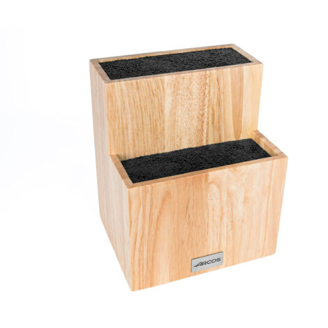 Arcos Bloque Universal para Cuchillos hasta 11 y 21 cm - Madera de Caucho y fibras de caucho - 225x185x150 mm - Extraible - Marrón