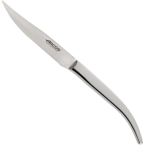 Arcos Cuchillo chuletero blanco microperlado, hoja de Acero Inoxidable de 11 cm de longitud y orogen monoblock