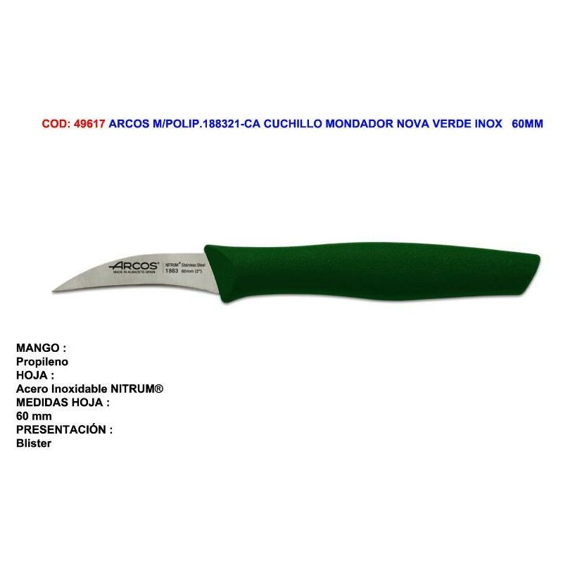 

arcos m-polip.188321-ca cuchillo mondador nova verde inox 60mm - Mibricotienda