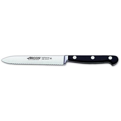Arcos Serie Clasica, Coltello Pomodoro Coltello Verdura, Acciaio Inossidabile Forgiato NITRUM 130 mm, Manico Polioxymetilene (POM), Colore Nero