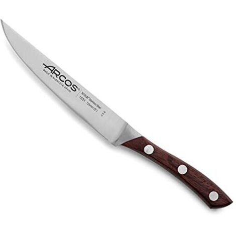 Arcos Serie Natura, Coltello Vegetale Coltello Verdura, Acciaio Inossidabile Forgiato NITRUM 125 mm, Manico Legno di Palissandro, Colore Marrone
