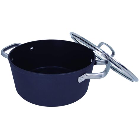 Arcos Serie Samoa  Pentola Antiaderente 20 cm e 2,6 L  Alluminio Forgiato  Adatto a qualsiasi cucina  Anse Acciaio inossidabile effetto freddo  Lavabile in lavastoviglie  Nero  FULL INDUCTION