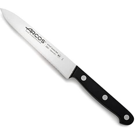 Arcos Serie Universal, Coltello Pomodoro Coltello Verdura, Lama Acciaio Inossidabile NITRUM 130 mm, Manico Polioxymetilene (POM), Colore Nero