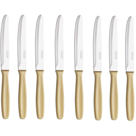 Arcos Set di coltelli da tavolo, 8 pezzi, coltelli da tavolo, lama seghata in acciaio inox NITRUM, manico in polipropilene, lavabile in lavastoviglie, colore crema (105 mm) (705300)