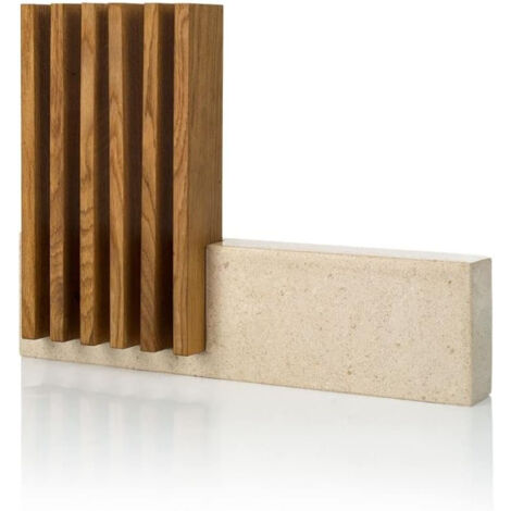 Arcos Soporte de Cuchillos Petra - Hecho de piedra caliza y madera - 28x36x7 cm - Capacidad 6 cuchillos (CUCHILLOS NO INCLUIDOS)