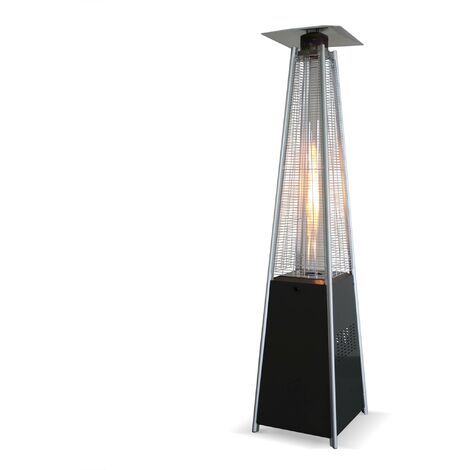 Arctic 13kW Gris foncé - Parasol chauffant gaz pyramide, véritable flamme, roulettes incluses
