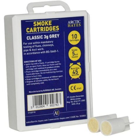 Arctic Hayes 333003 Smoke Cartridges Classic 3g Grey Pack Of 10 ARC333003