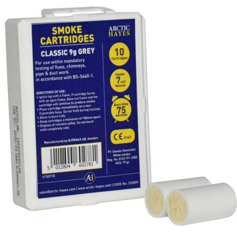 Arctic Hayes Classic 9g White Smoke Cartridges – Pack of 10 (Model ARC333009)