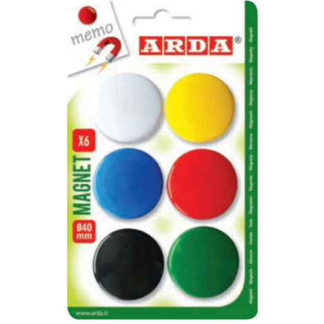 Arda Magneti Frigorifero Plastica Assortiti 40mm - Set 6 Pezzi