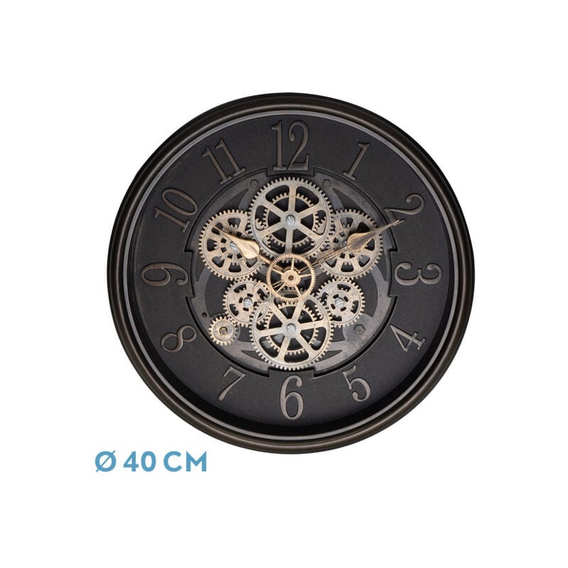 Horloge murale ardales en cuir marron 40x40x7 cm avec mouvement